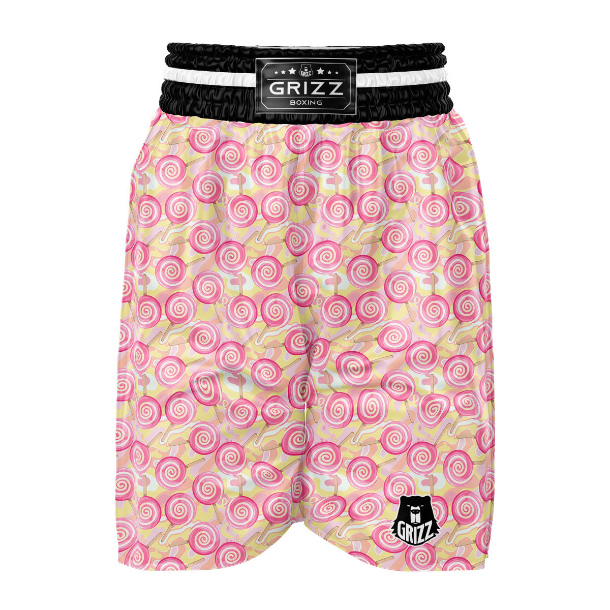Swirl Pink Lollipop Print Pattern Boxing Shorts-grizzshop