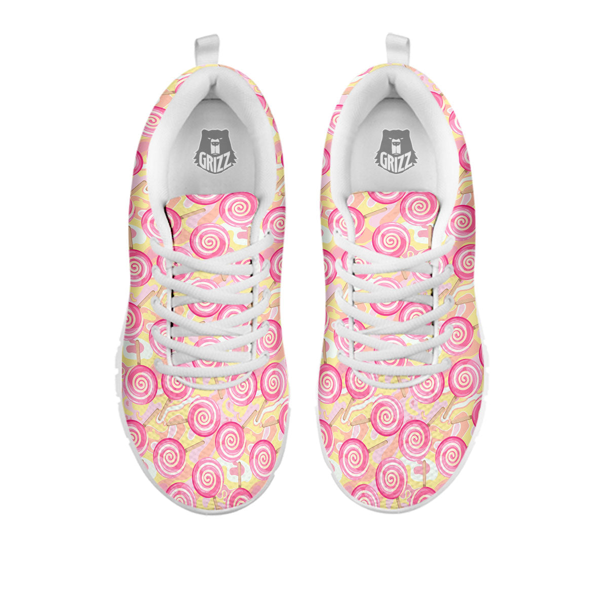 Swirl Pink Lollipop Print Pattern White Sneaker-grizzshop