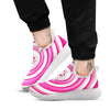 Swirl Pink Lollipop Print White Athletic Shoes-grizzshop