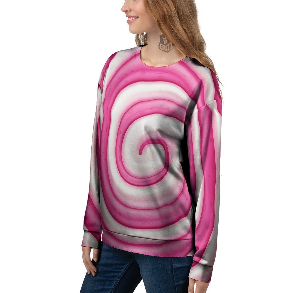 Swirl Pink Lollipop Print Women's Sweatshirt-grizzshop