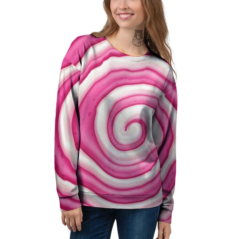 Swirl Pink Lollipop Print Women's Sweatshirt-grizzshop