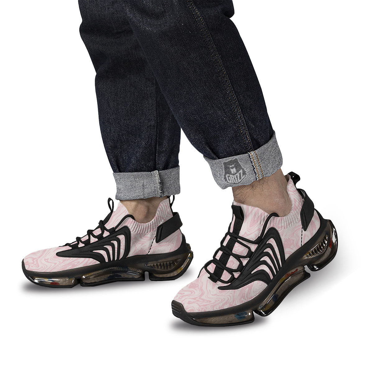 Swirl Pink Print Pattern Black Gym Shoes-grizzshop