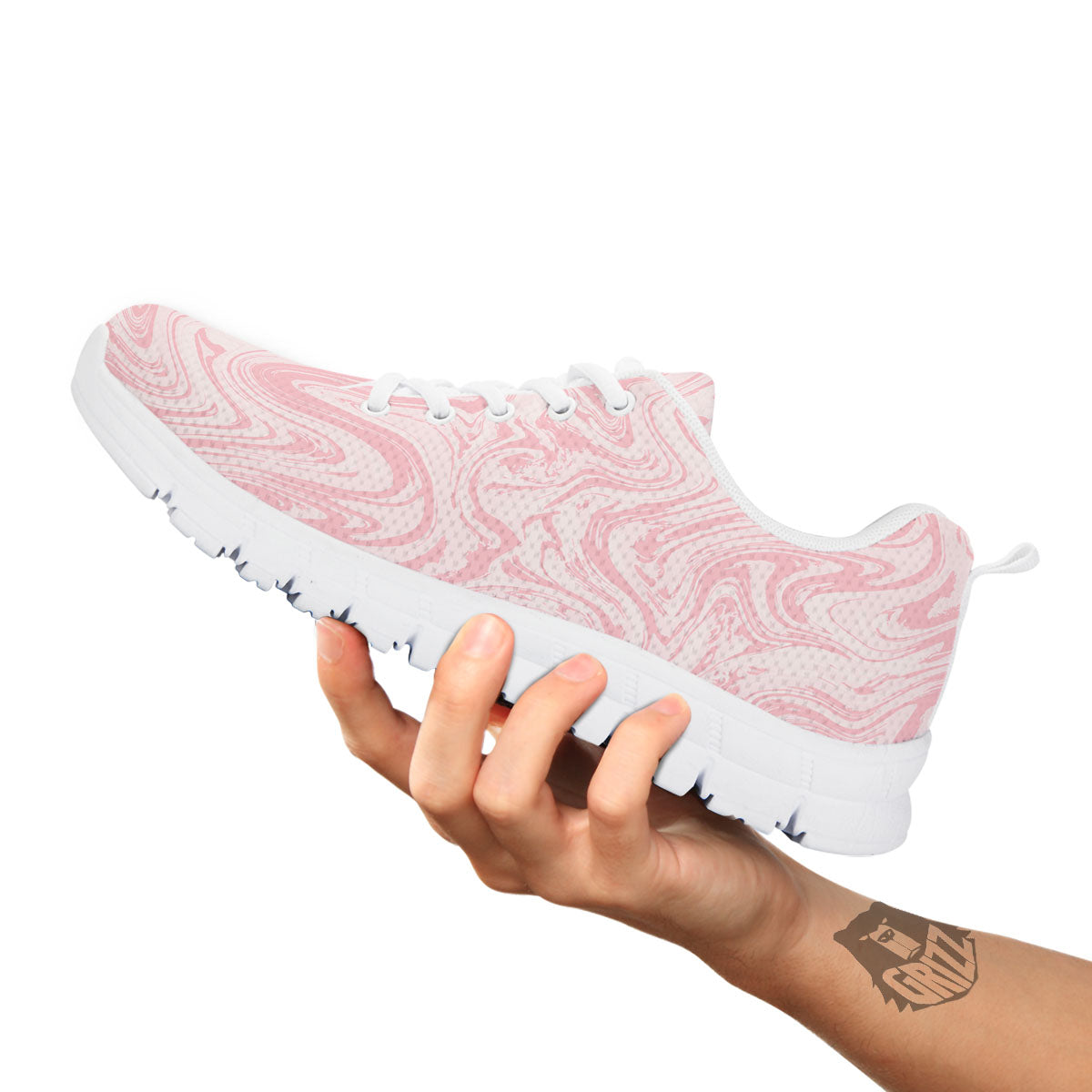 Swirl Pink Print Pattern White Sneaker-grizzshop