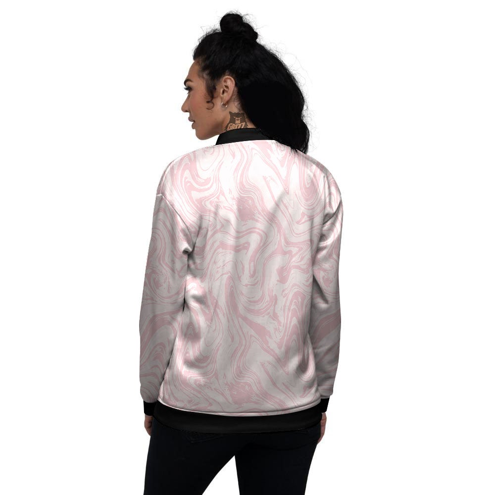 Swirl Pink Print Pattern Women's Bomber Jacket-grizzshop