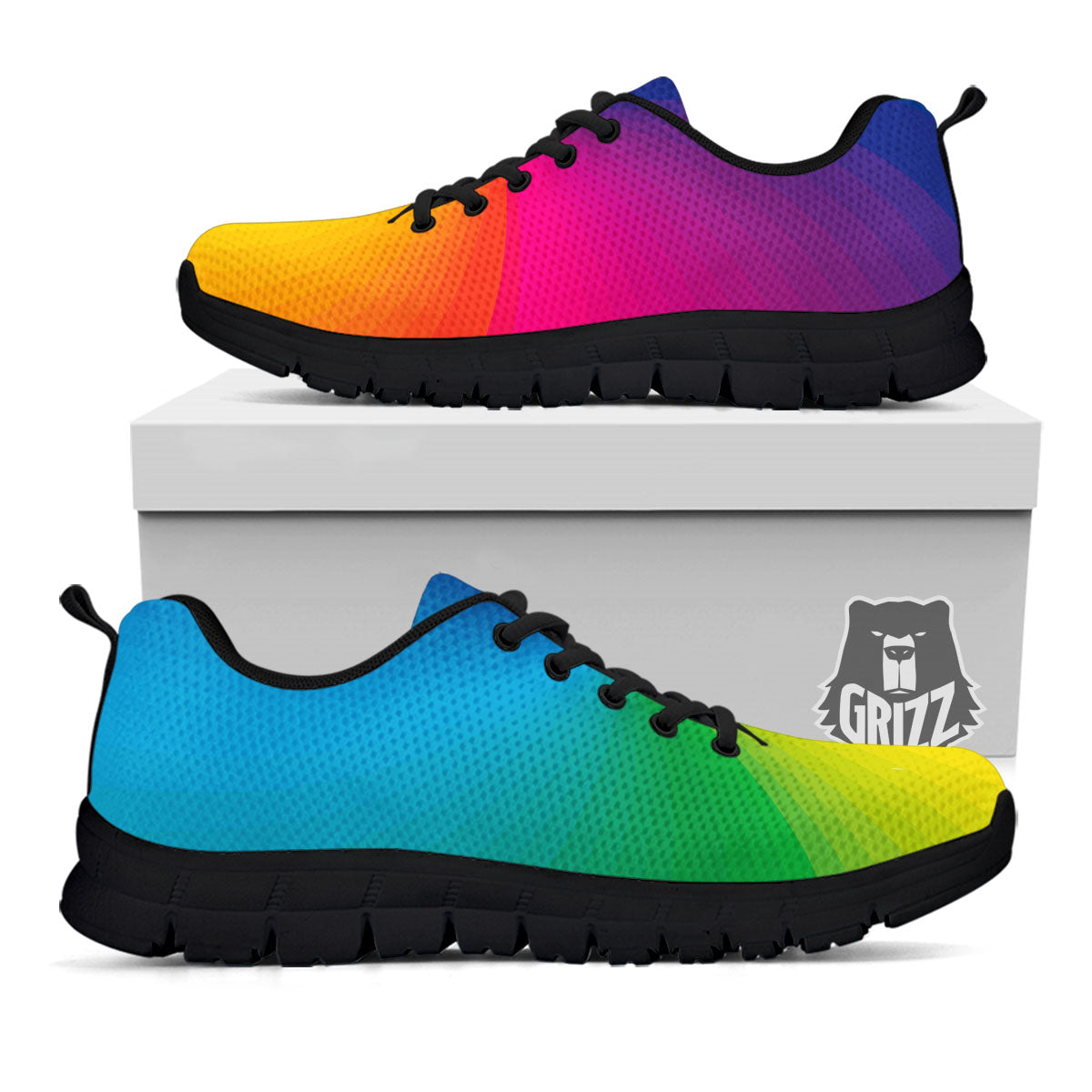 Swirl Rainbow Print Black Sneaker-grizzshop