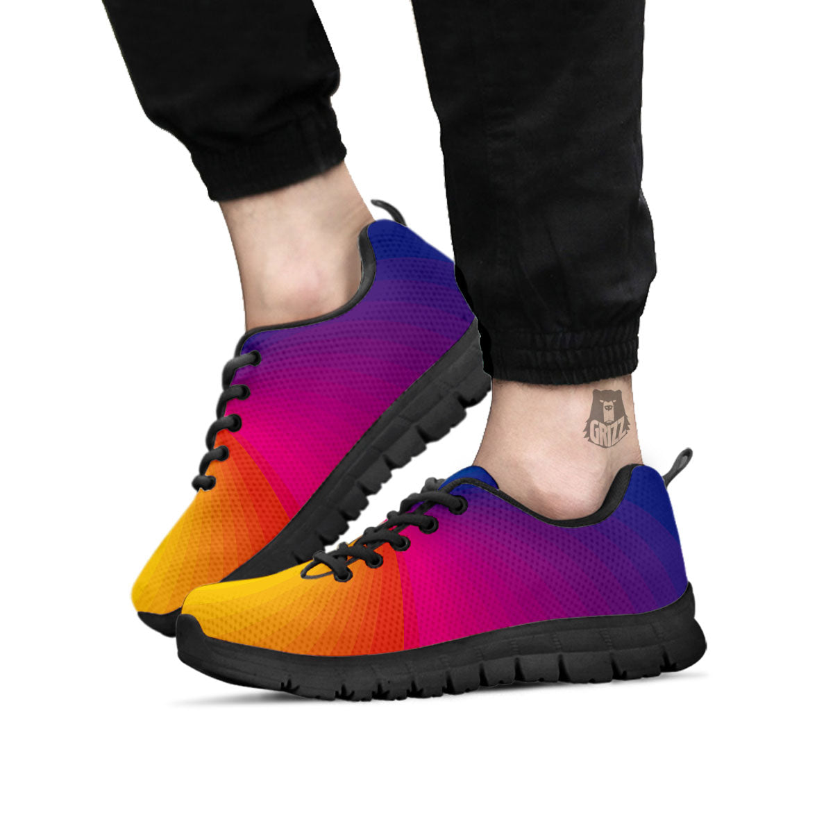 Swirl Rainbow Print Black Sneaker-grizzshop