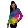 Swirl Rainbow Print Women's Bomber Jacket-grizzshop