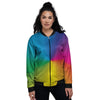 Swirl Rainbow Print Women's Bomber Jacket-grizzshop