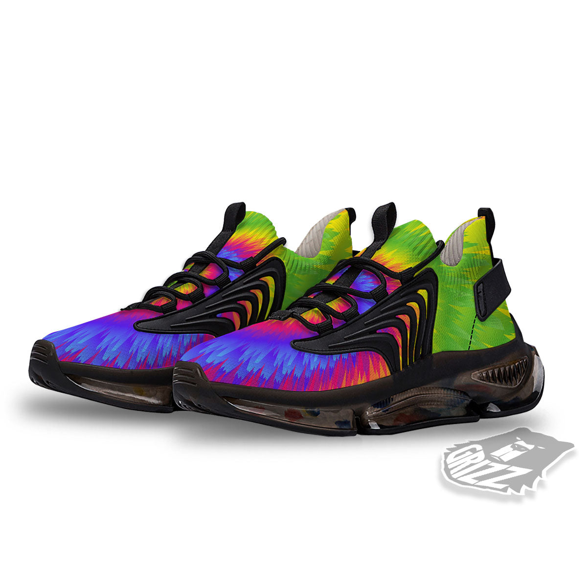 Swirl Rainbow Psychedelic Print Black Gym Shoes-grizzshop