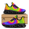 Swirl Rainbow Psychedelic Print Black Running Shoes-grizzshop