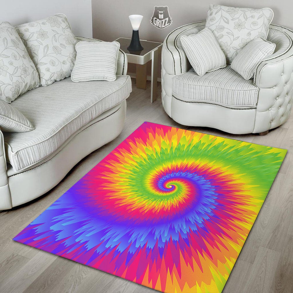 Swirl Rainbow Psychedelic Print Floor Mat-grizzshop