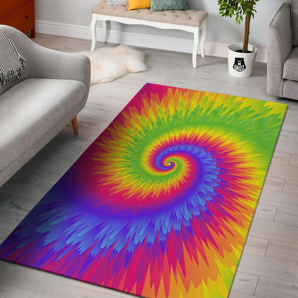 Swirl Rainbow Psychedelic Print Floor Mat-grizzshop