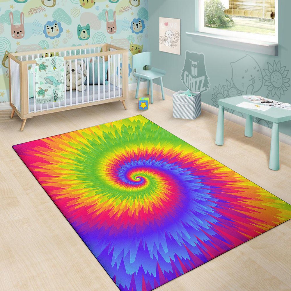 Swirl Rainbow Psychedelic Print Floor Mat-grizzshop