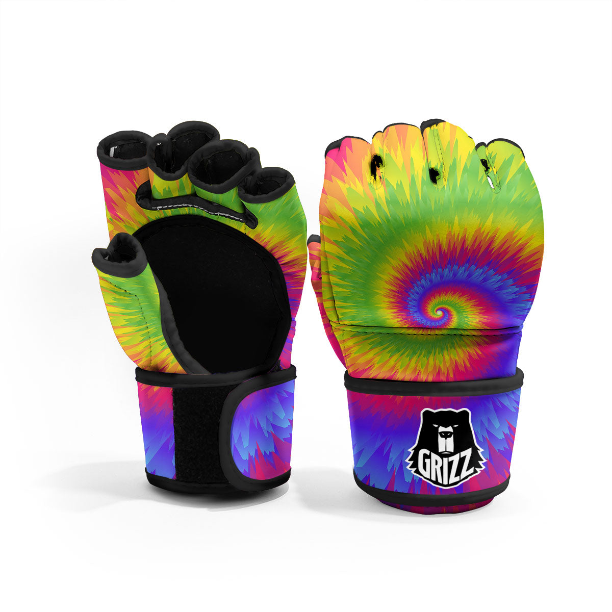 Swirl Rainbow Psychedelic Print MMA Gloves-grizzshop