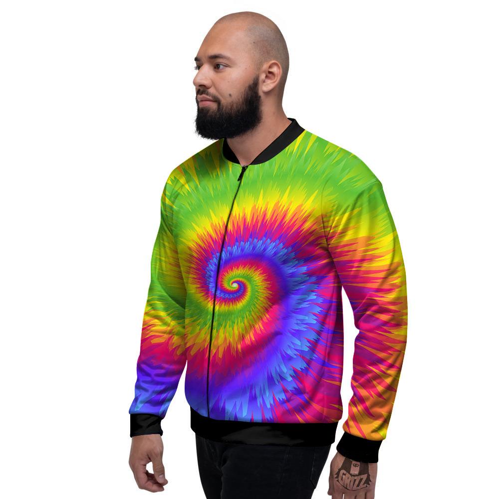 Swirl Rainbow Psychedelic Print Men's Bomber Jacket-grizzshop
