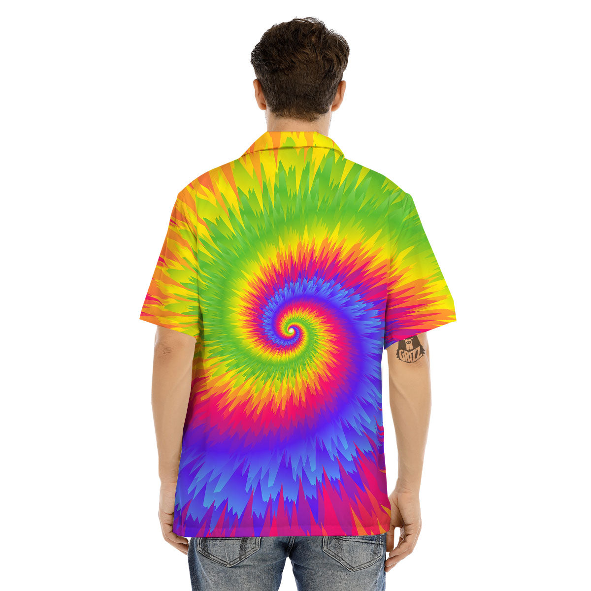 Swirl Rainbow Psychedelic Print Men's Hawaiian Shirt-grizzshop