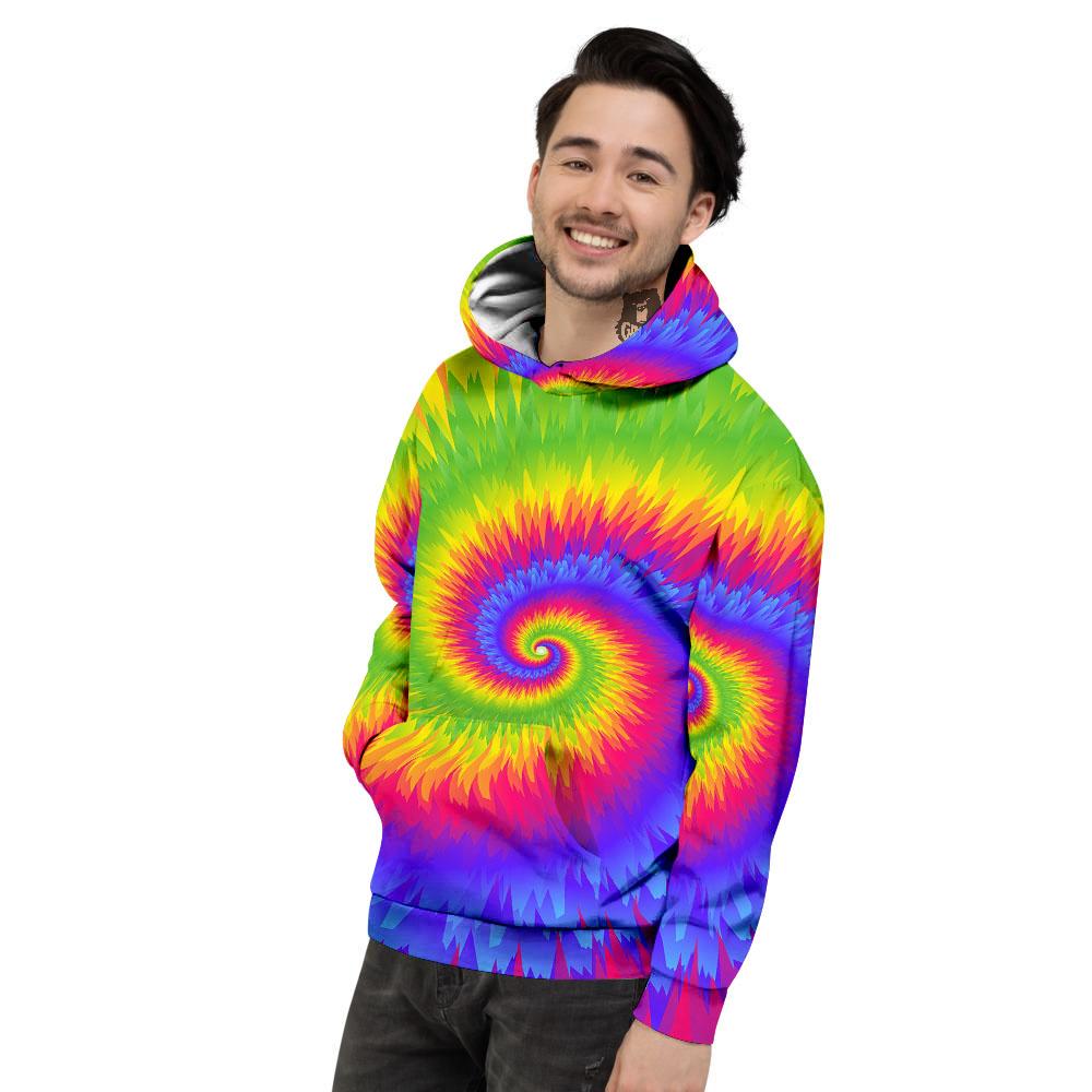 Swirl Rainbow Psychedelic Print Men's Hoodie-grizzshop