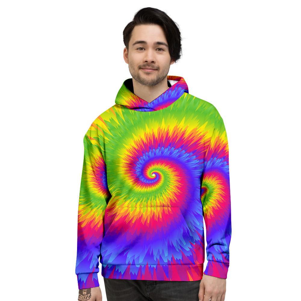 Swirl Rainbow Psychedelic Print Men's Hoodie-grizzshop