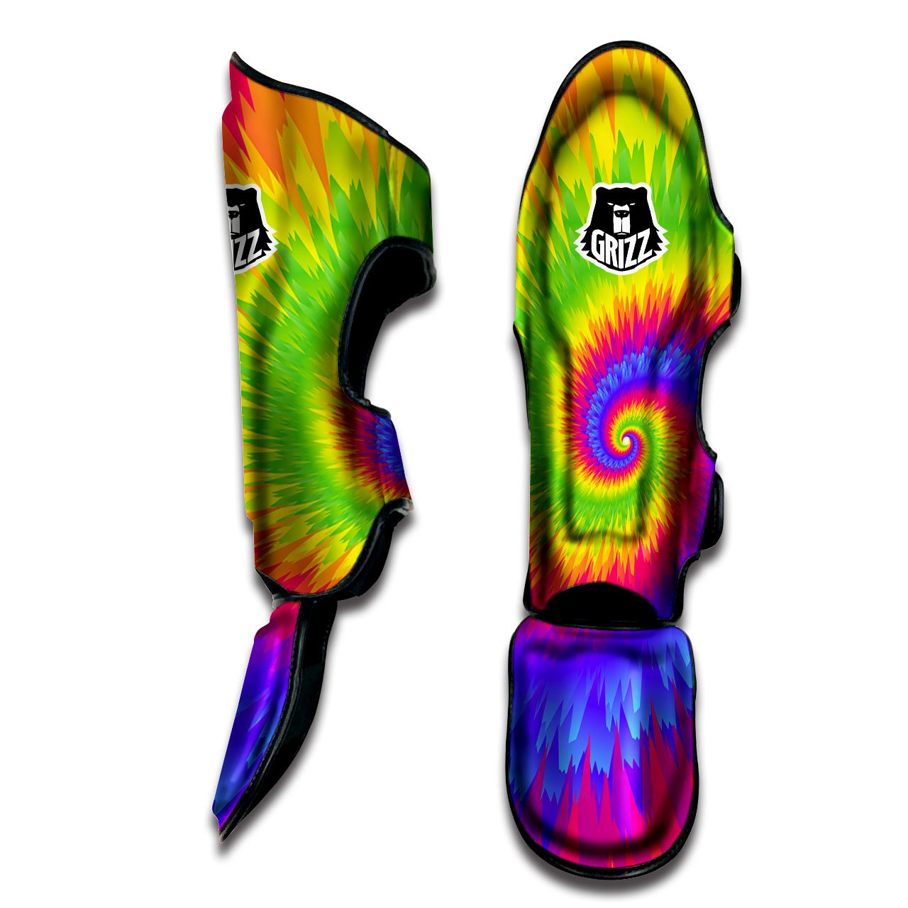 Swirl Rainbow Psychedelic Print Muay Thai Shin Guards-grizzshop