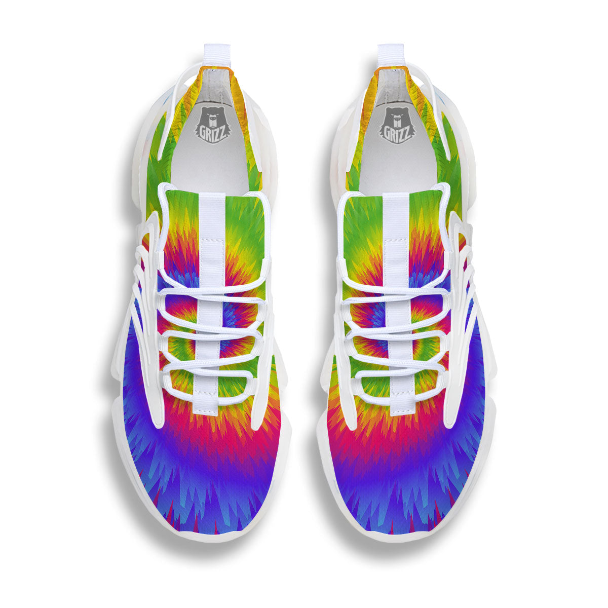 Swirl Rainbow Psychedelic Print White Gym Shoes-grizzshop