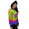 Swirl Rainbow Psychedelic Print Women's Bomber Jacket-grizzshop