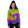 Swirl Rainbow Psychedelic Print Women's Bomber Jacket-grizzshop