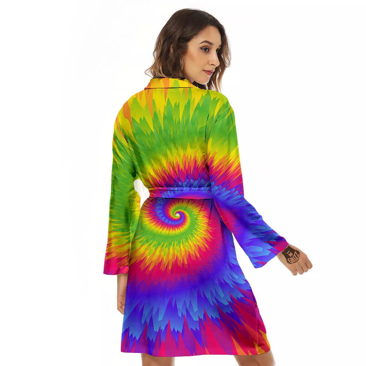 Swirl Rainbow Psychedelic Print Women's Robe-grizzshop