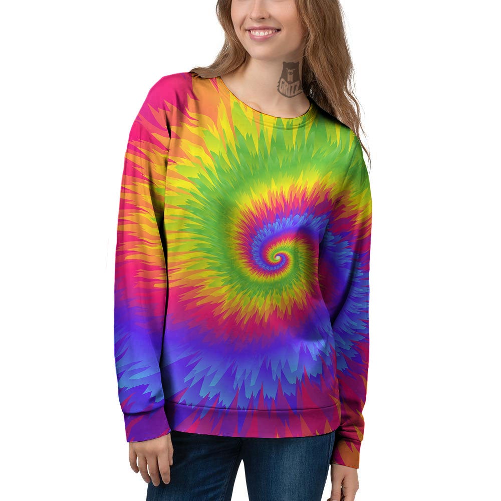 Swirl Rainbow Psychedelic Print Women's Sweatshirt-grizzshop