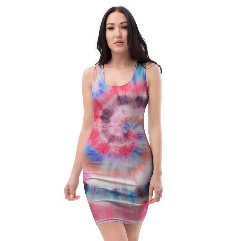 Swirl Rainbow Tie Dye Bodycon Dress-grizzshop