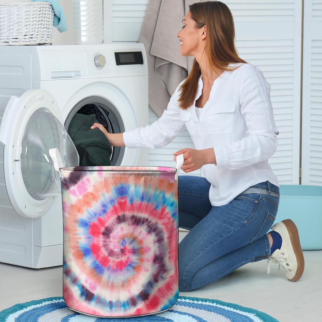 Swirl Rainbow Tie Dye Laundry Basket-grizzshop