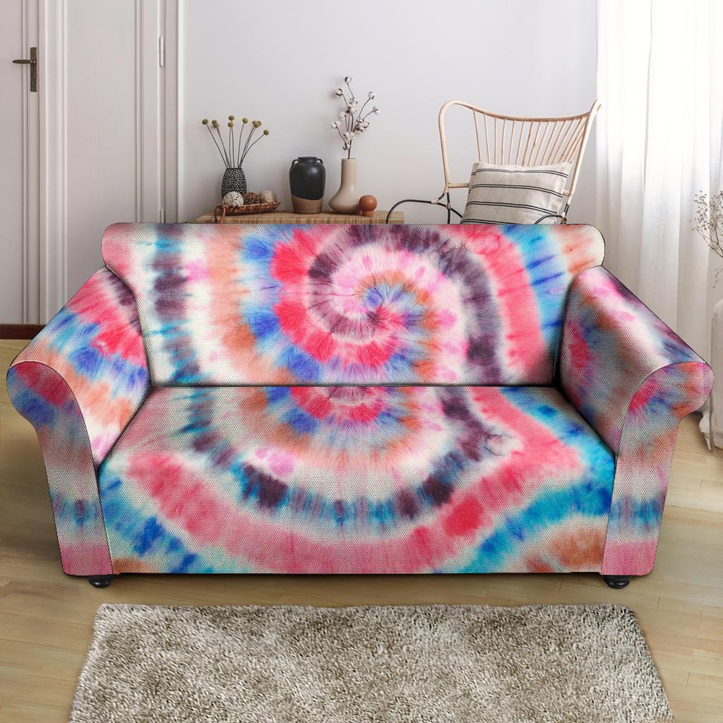 Swirl Rainbow Tie Dye Loveseat Cover-grizzshop