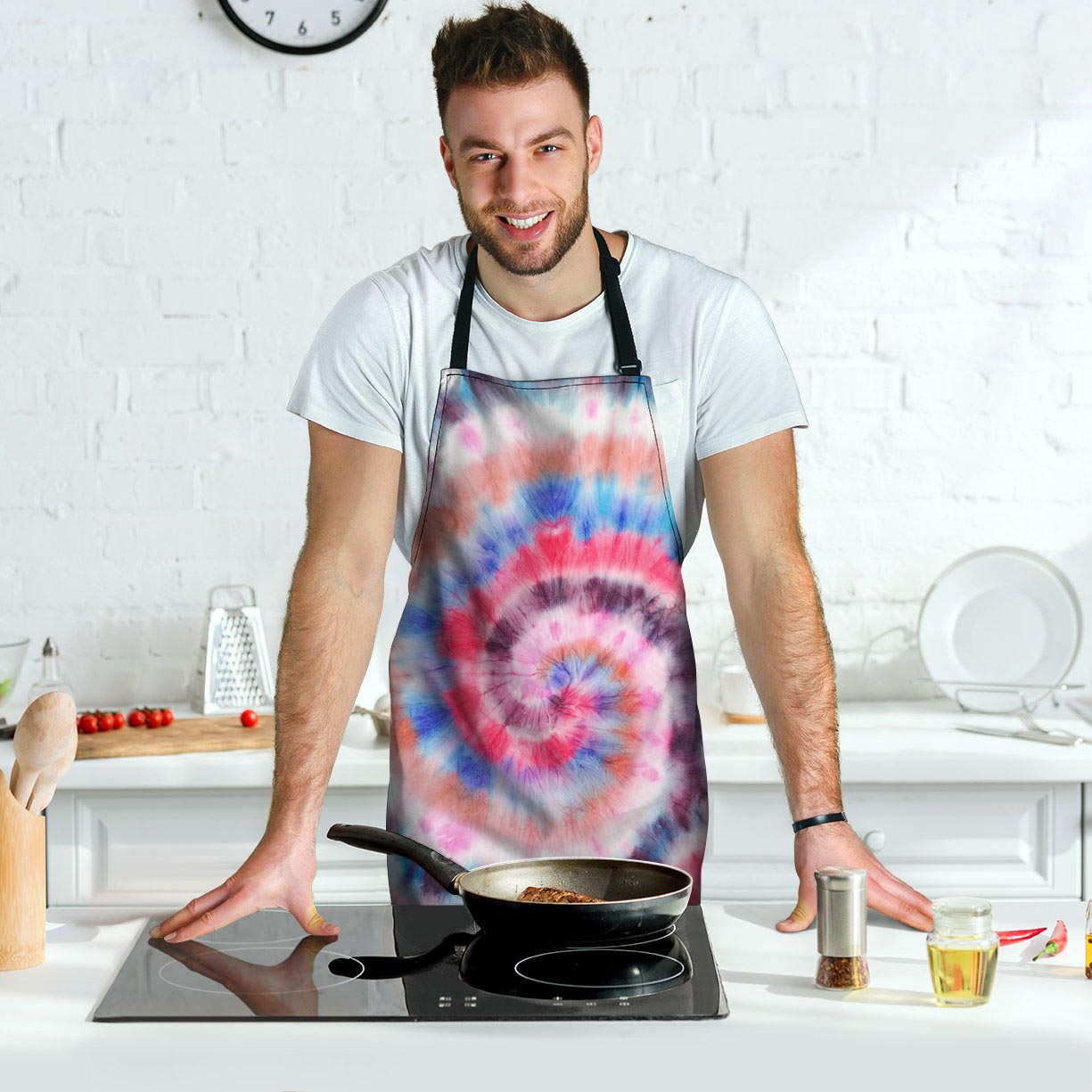 Swirl Rainbow Tie Dye Men's Apron-grizzshop