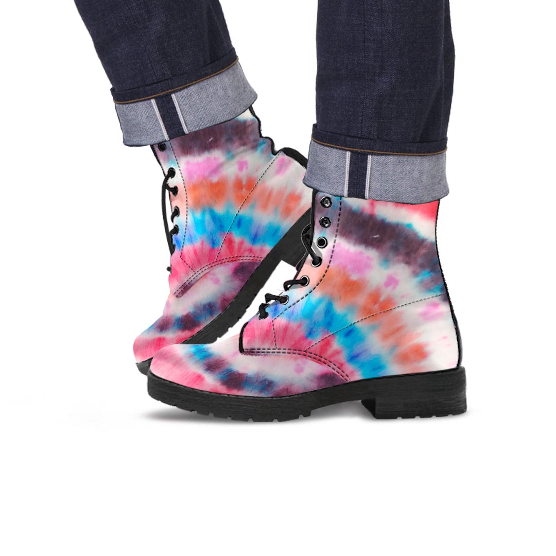 Swirl Rainbow Tie Dye Men's Boots-grizzshop