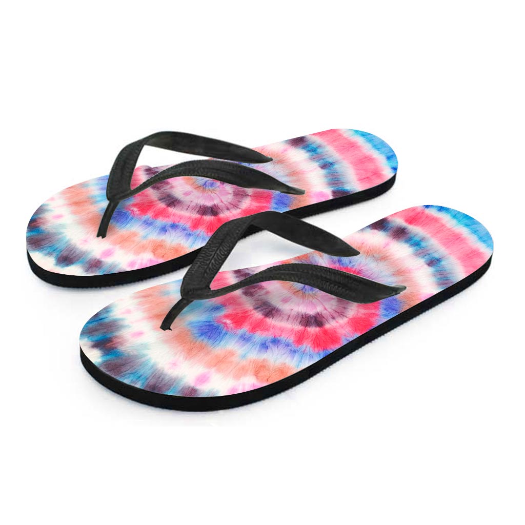 Swirl Rainbow Tie Dye Men's Flip Flops-grizzshop