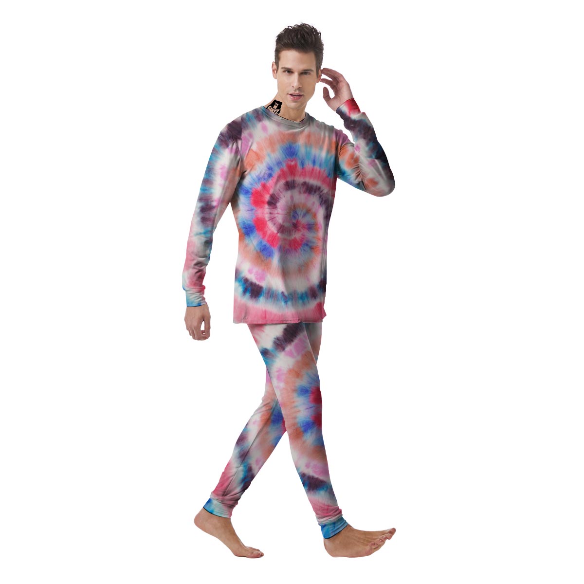 Swirl Rainbow Tie Dye Men's Pajamas-grizzshop