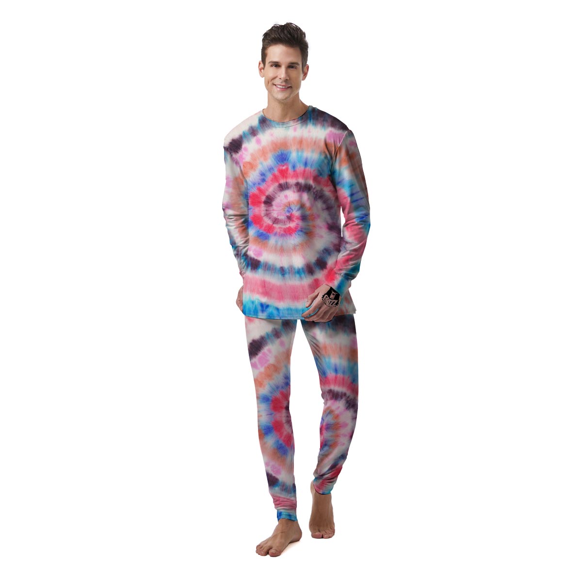 Swirl Rainbow Tie Dye Men's Pajamas-grizzshop