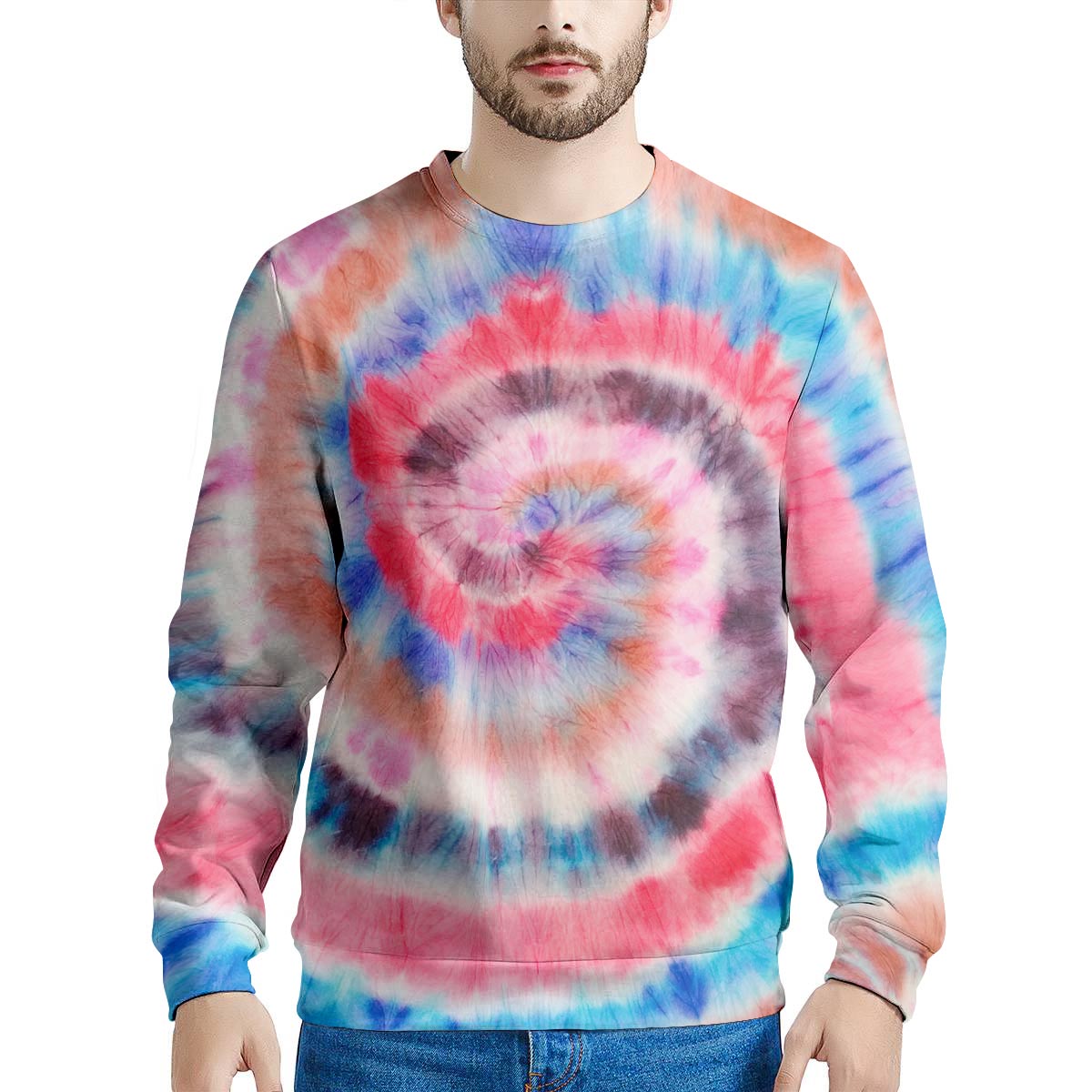 Swirl Rainbow Tie Dye Men's Sweatshirt-grizzshop