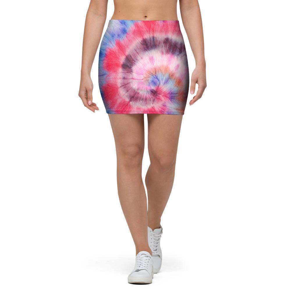 Swirl Rainbow Tie Dye Mini Skirt-grizzshop
