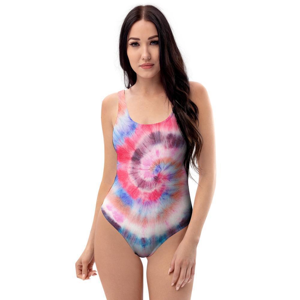 Swirl Rainbow Tie Dye One Piece Swimsuite-grizzshop