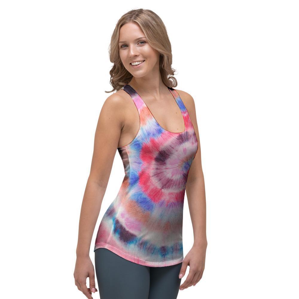 Swirl Rainbow Tie Dye Women's Racerback Tank Top-grizzshop