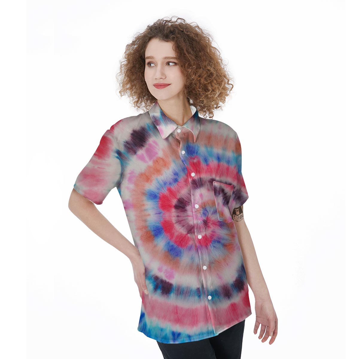 Swirl Rainbow Tie Dye Women's Short Sleeve Shirts-grizzshop