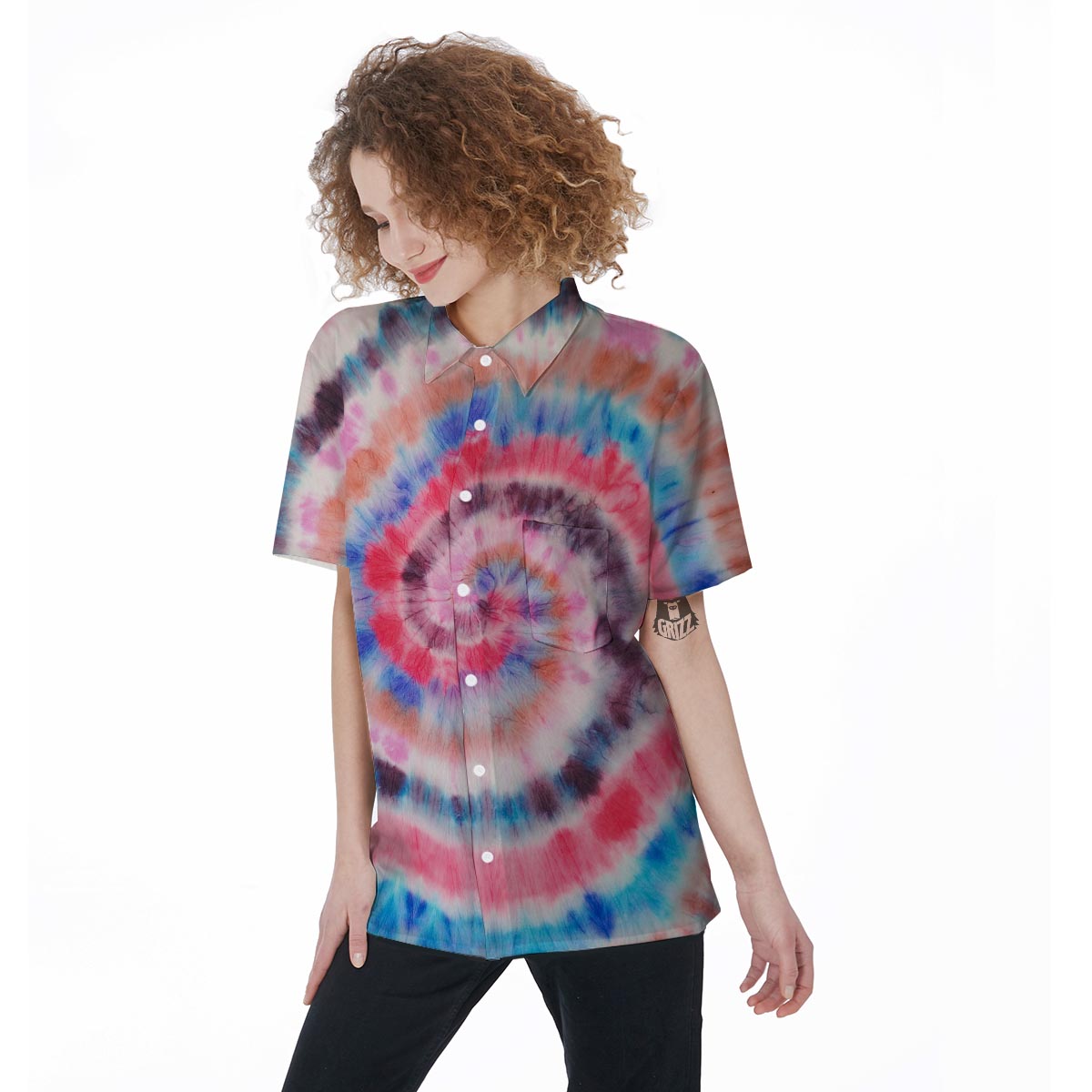 Swirl Rainbow Tie Dye Women's Short Sleeve Shirts-grizzshop
