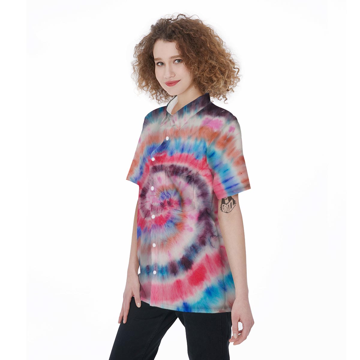 Swirl Rainbow Tie Dye Women's Short Sleeve Shirts-grizzshop