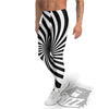 Swirl White And Black Print Men's Leggings-grizzshop