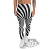 Swirl White And Black Print Men's Leggings-grizzshop