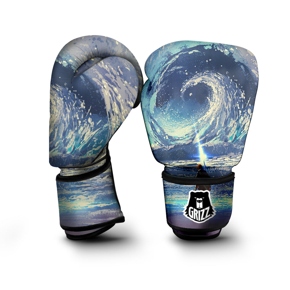 Swirling Sea Watercolor Print Boxing Gloves-grizzshop