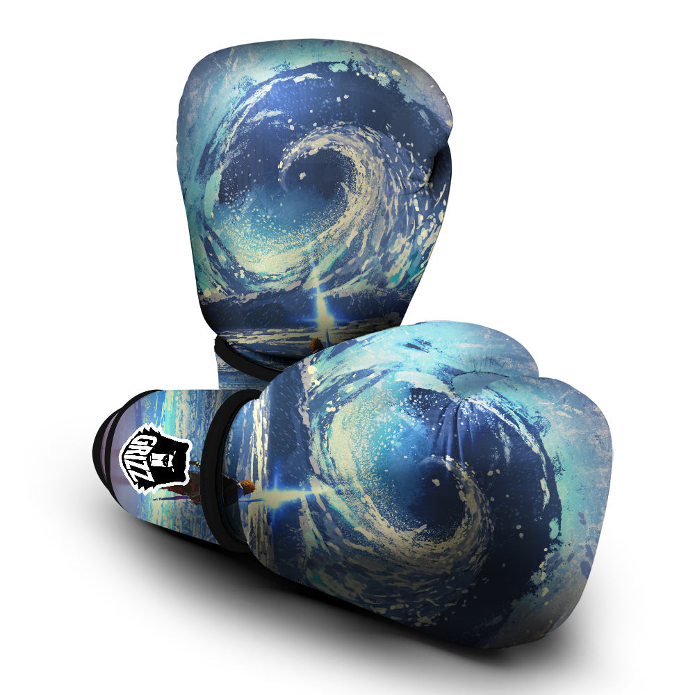 Swirling Sea Watercolor Print Boxing Gloves-grizzshop