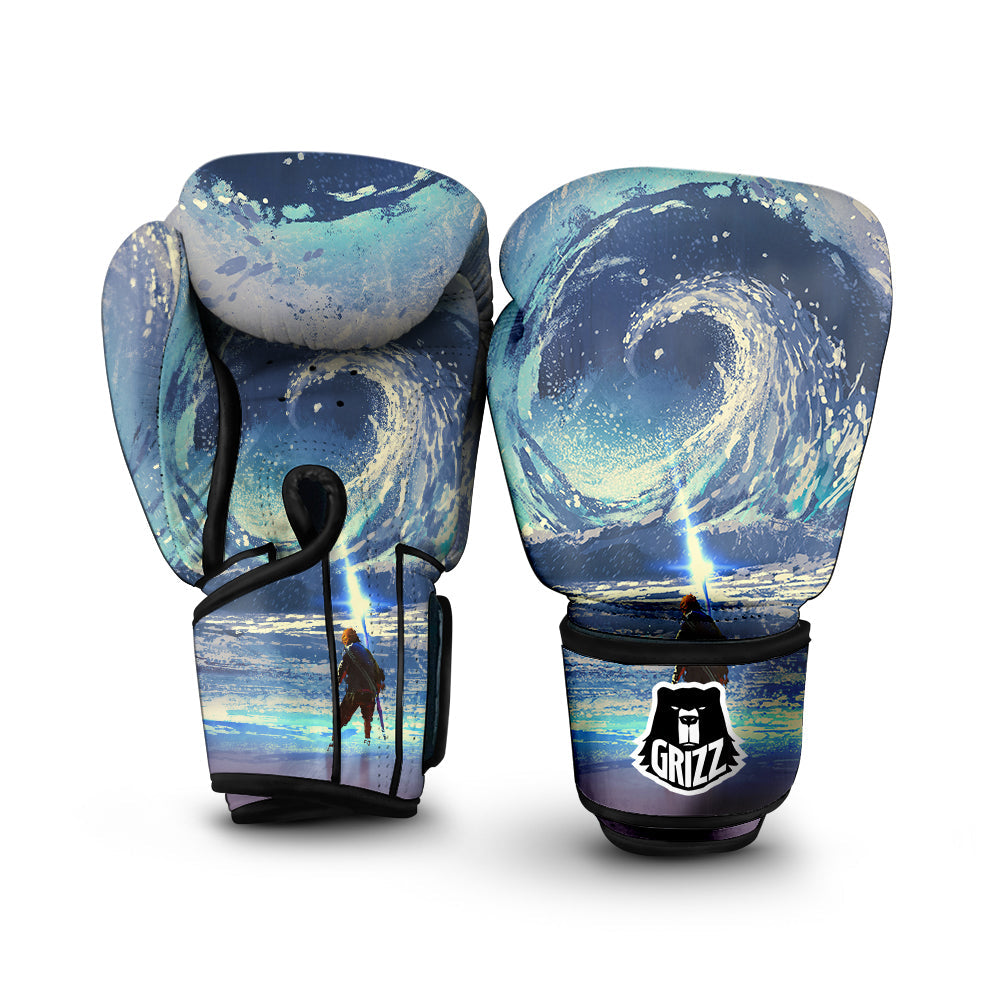 Swirling Sea Watercolor Print Boxing Gloves-grizzshop