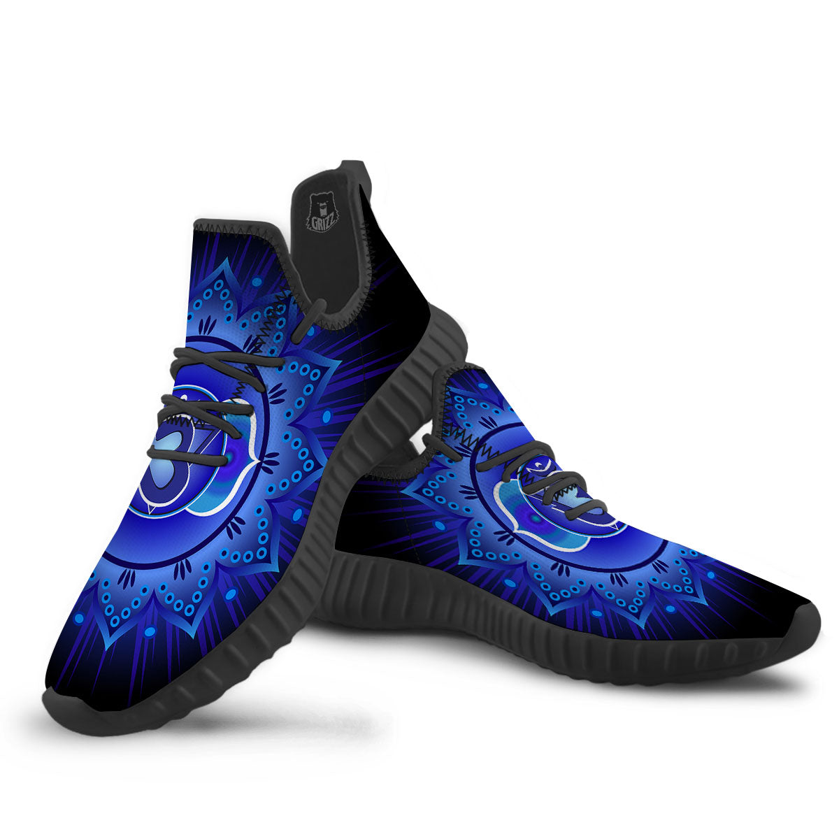 Symbol Ajna Chakra Print Black Walking Shoes-grizzshop