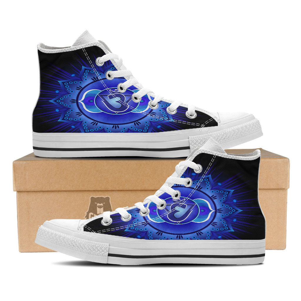 Symbol Ajna Chakra Print White High Top Shoes-grizzshop